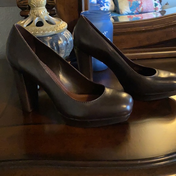 GIANNI BINI Brown Leather Platform Pumps Size 8.5 - Picture 5 of 11